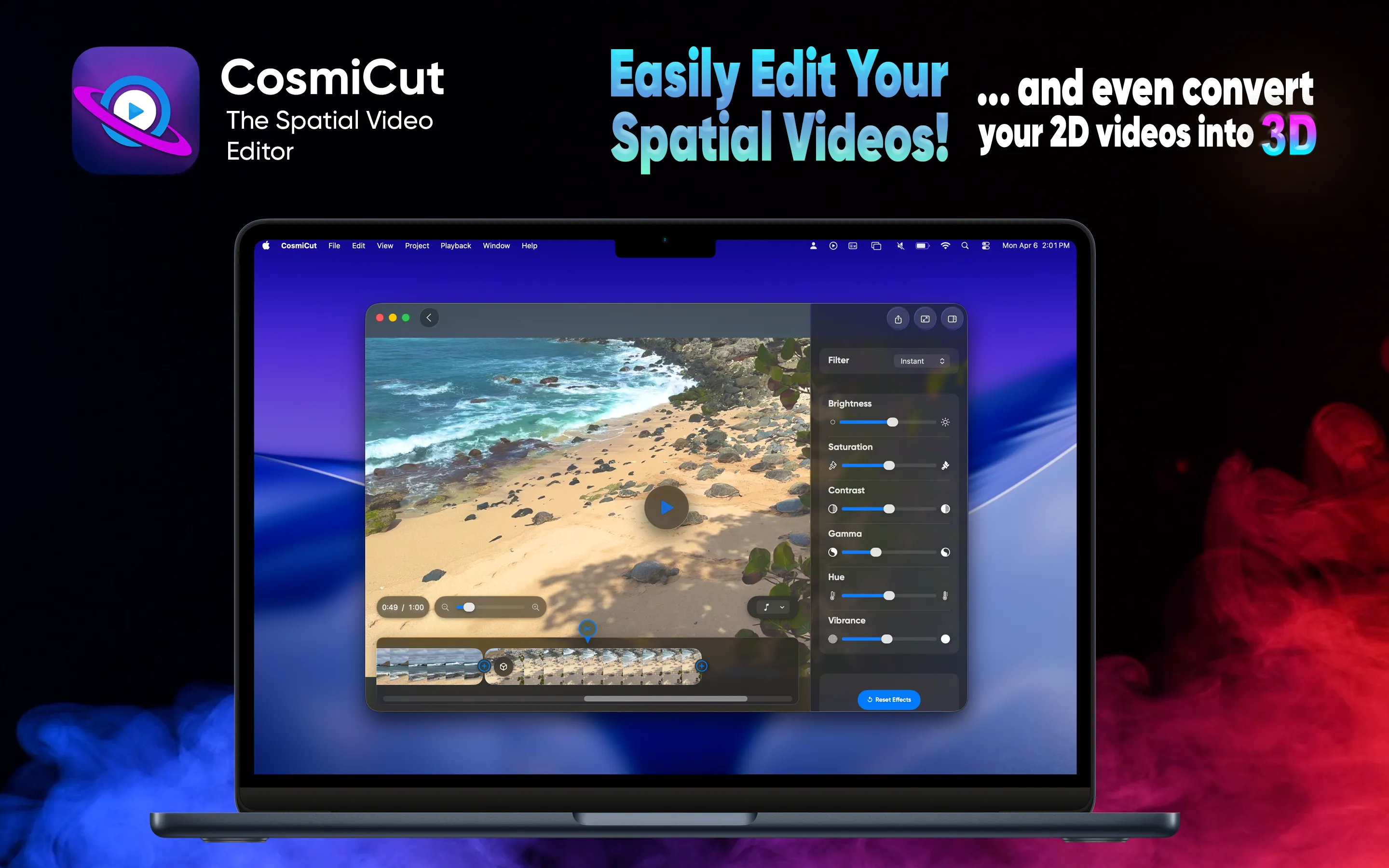 CosmiCut timeline view